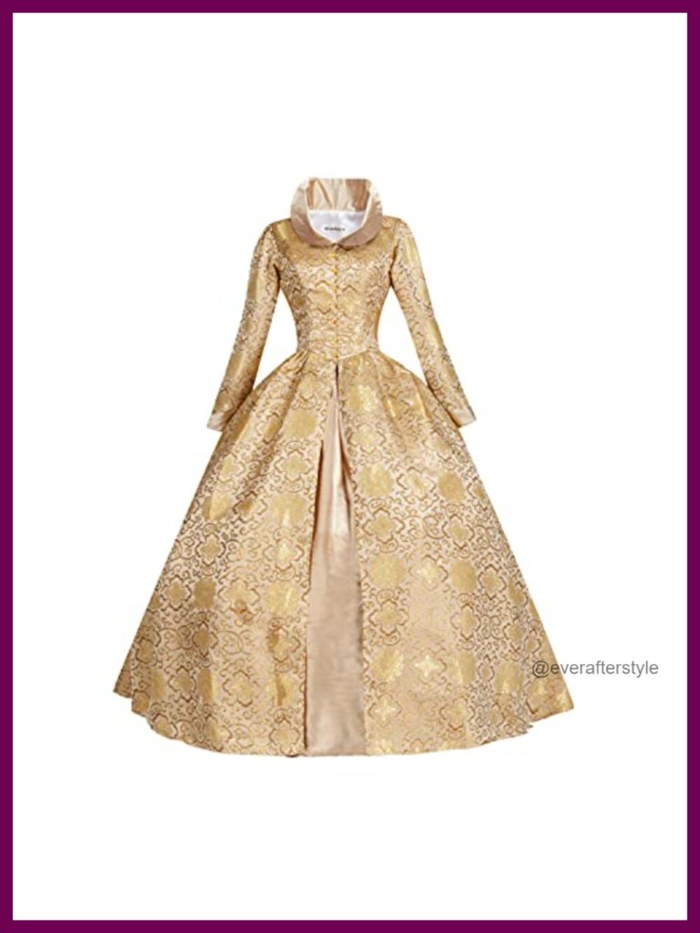 Renaissance Victorian Dress Women Floral Brocade High Neck Long Sleeve Ball Gown
